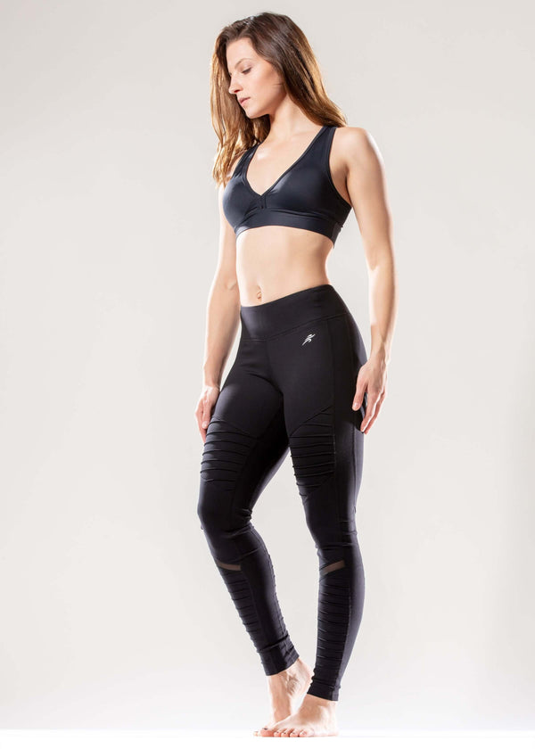 JupiterGear Collection - Low-Waisted Ribbed Leggings with Hidden Pocket and Mesh