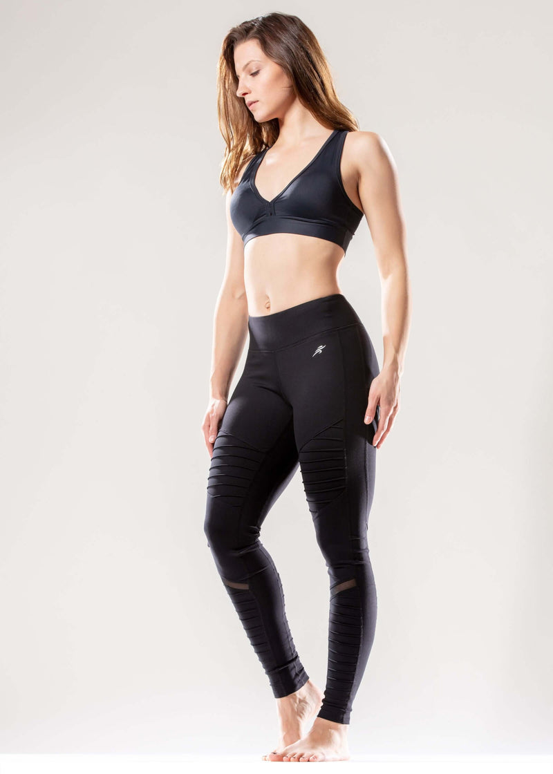 JupiterGear Collection - Low-Waisted Ribbed Leggings with Hidden Pocket and Mesh