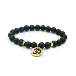 Yoga Bracelets Black Beaded with Spiritual Charms