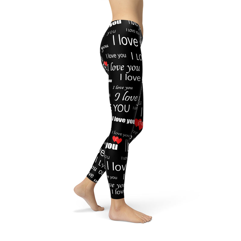 The Atlantis Collection - I Love You Black Leggings