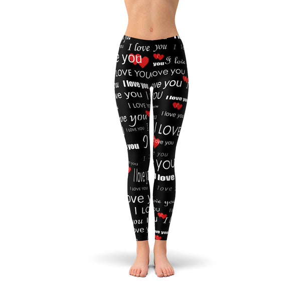 The Atlantis Collection - I Love You Black Leggings