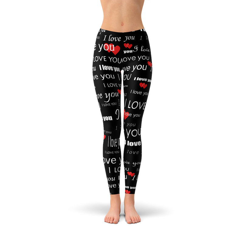 The Atlantis Collection - I Love You Black Leggings