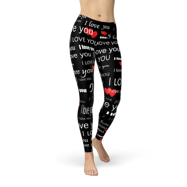 The Atlantis Collection - I Love You Black Leggings
