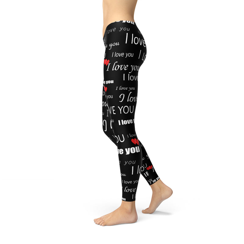 The Atlantis Collection - I Love You Black Leggings