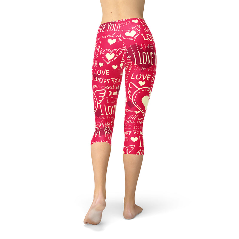 The Atlantis Collection - Love Hearts Red Capri Leggings