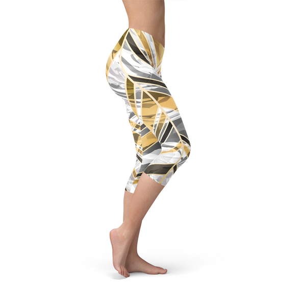 The Atlantis Collection - White Marble Black Gold Lines Yoga Leggings