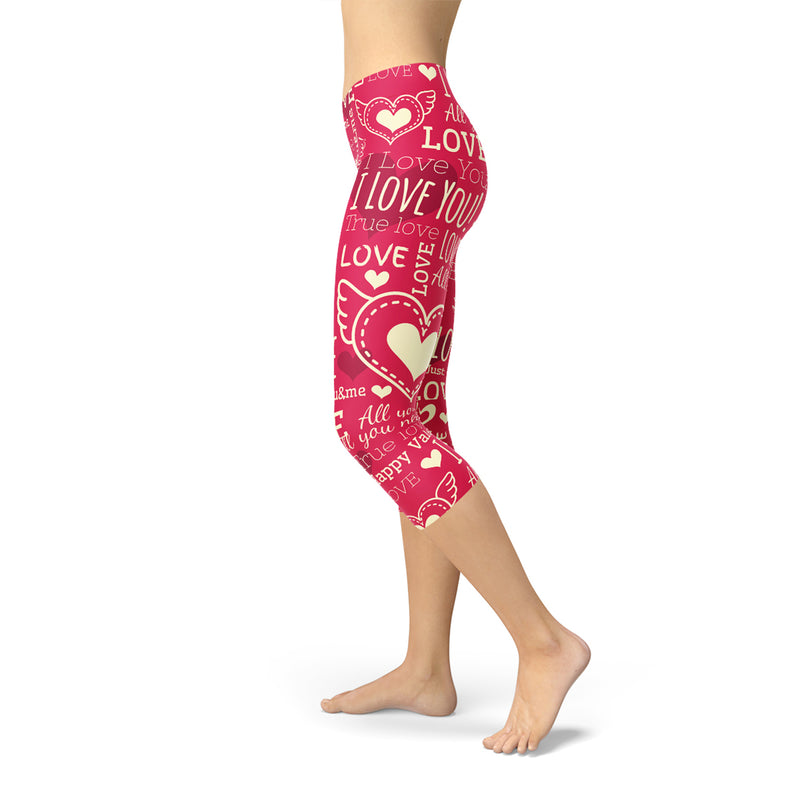 The Atlantis Collection - Love Hearts Red Capri Leggings