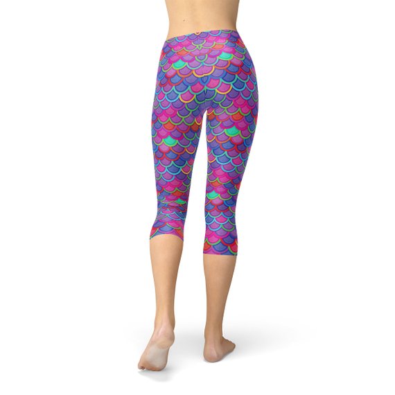 The Atlantis Collection- Purple Pink Mermaid Capri Yoga Leggings