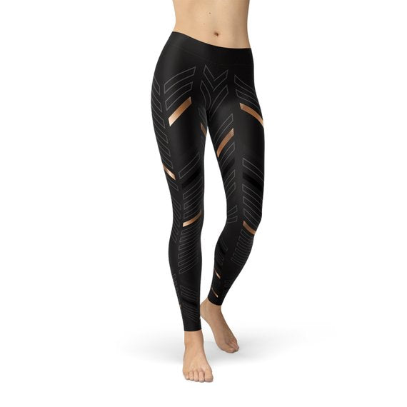 The Atlantis Collection - Sports Stripes Black Yoga Leggings
