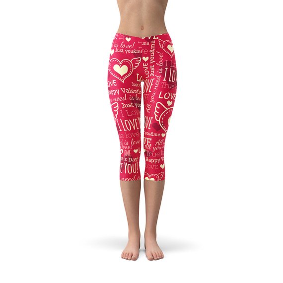 The Atlantis Collection - Love Hearts Red Capri Leggings
