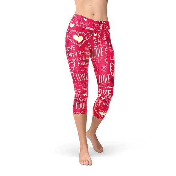 The Atlantis Collection - Love Hearts Red Capri Leggings
