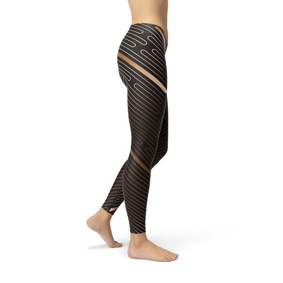 The Atlantis Collection - Striped Lines Sports Brown Leggings