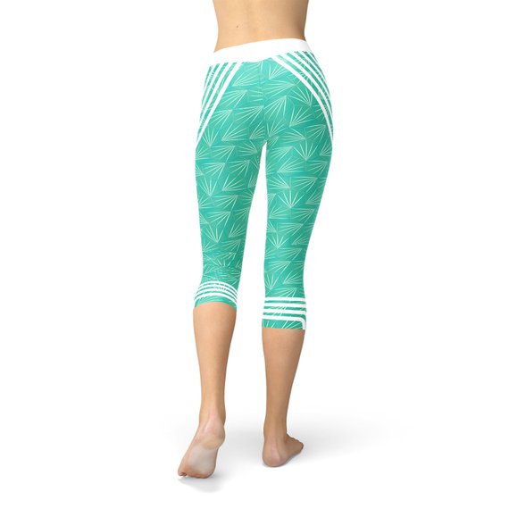 The Atlantis Collection - Turquoise Sports Capri Yoga Leggings