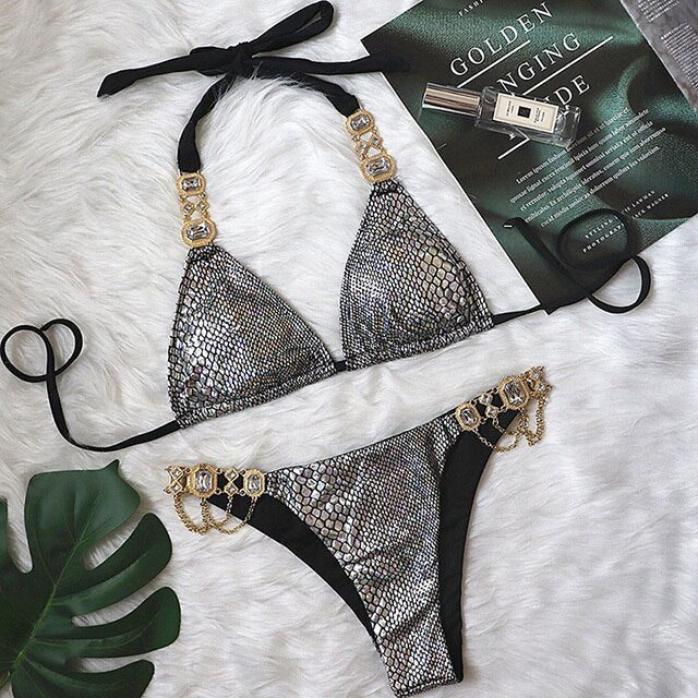 Tahiti Collection - Jewel Rhinestones Luxury Diamond Bikini Swimwear