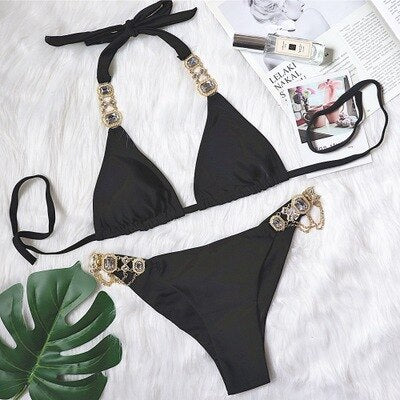 Tahiti Collection - Jewel Rhinestones Luxury Diamond Bikini Swimwear