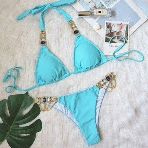 Tahiti Collection - Jewel Rhinestones Luxury Diamond Bikini Swimwear