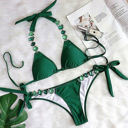 Tahiti Collection - Jewel Rhinestones Luxury Diamond Bikini Swimwear