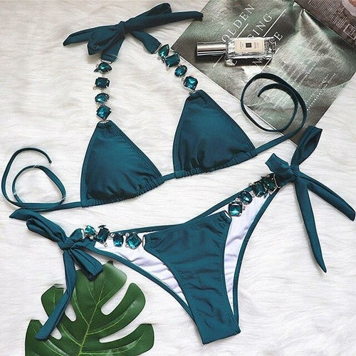 Tahiti Collection - Jewel Rhinestones Luxury Diamond Bikini Swimwear